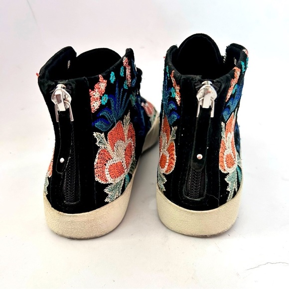 REBECCA MINKOFF Zaina Black Floral Embroidered lace up Mid Sneakers Size 6 - Picture 6 of 10
